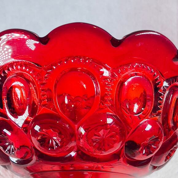 L E Smith Vintage Victorian Amberina Carnival Glass Compote Bowl Amber Red Fruit - Picture 8 of 16